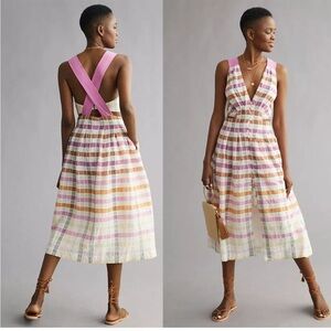 Maeve Anthropologie Ombre Plaid Midi Sundress Size 6